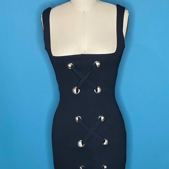 NWT black tie up mini dress size 0 - Picture 3 of 4